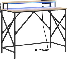 vidaXL Asztal polcokkal Sonoma tölgy 100 x 50 x 86,5 cm Faanyag
