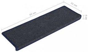 15 db szürke-kék lépcsőszőnyeg 65x21x4 cm