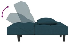 vidaXL kétszemélyes kék bársony kanapéágy két párnával