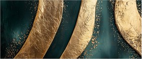 Kép - Zöld absztrakció arannyal I. (120x50 cm)