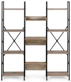 Intenso Home nyitott könyvespolc rendszer / virágállvány 126 x 150cm, modern tölgy szín | Univerzális tároló állvány fém lábakkal