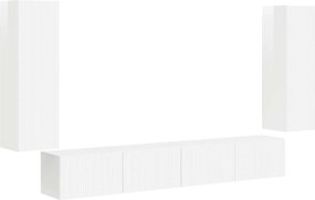 vidaXL TV falit kabinet szett 4 pcs Magas Fényű Fehér Faanyag