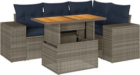 vidaXL 5 részes szürke polyrattan kerti ülőgarnitúra párnákkal
