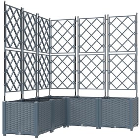 Kert Virágcserép Trellis-szel 5 db Világosszürke 120x120x143 cm
