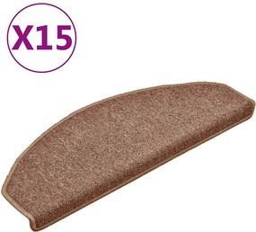 vidaXL 15 db barna, félkör alakú, nagy lépcsőszőnyeg 65 x 24 x 4 cm