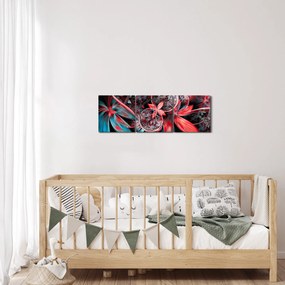 Absztrakt képek egzotikus virágok (órával) (90x30 cm)