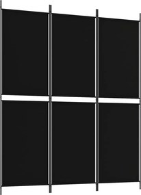 vidaXL 3 paneles fekete szövet térelválasztó 150x180 cm