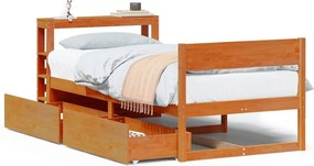 vidaXL viaszbarna tömör fenyőfa ágy matrac nélkül 90 x 200 cm
