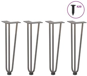 4 db natúr acél hajtűláb dohányzóasztalhoz 42 cm tömör acél