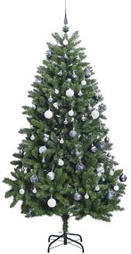 csuklópántos műkarácsonyfa 300 LED-del és gömbökkel 270 cm