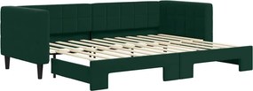 vidaXL sötétzöld kihúzható bársony heverő 80 x 200 cm