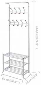 fehér ruhafogas cipőtárolóval 68 x 32 x 182,5 cm