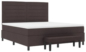 vidaXL Boxspring ágy matraccal és padra sötétbarna 180x200 cm szövet