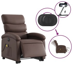 elektromos barna műbőr felállást segítő dönthető masszázsfotel