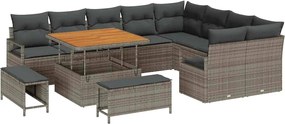 vidaXL Kerti Kanapé Szett párnával tárolóval párnával 12 pcs Szürke