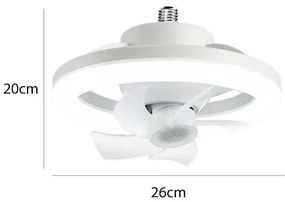 E27 mennyezeti ventilátor LED lámpával, WALALLA, dugaszolható ventilátor, távirányítóval, 360°-ban forgatható LED, 3 színhőmérséklet, 85-265V, 48W, Fehér
