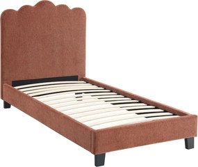 Ágy 90x200 cm méretben, vörösesbarna színben, szövet kárpittal CRATER