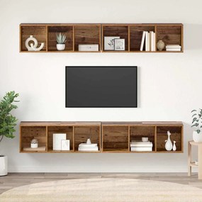 Fali TV Szekrény 4 pcs Régi fa 37 x 37 x 107.5 cm Műanyag Fa