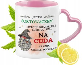 Válogatós bögre Rózsaszín, Szív alakú füllel Kávé Ajándék