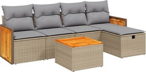 vidaXL 6 részes vegyes bézs polyrattan kerti ülőgarnitúra párnákkal