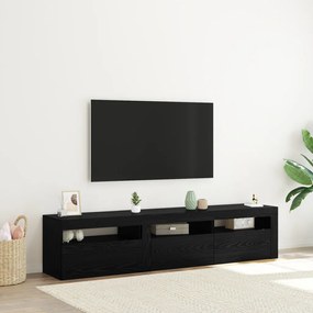 TV szekrények 2 db LED világítással Fekete tölgy MDF-ből