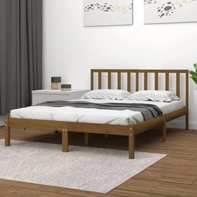 mézbarna tömör fenyőfa ágykeret 200 x 200 cm