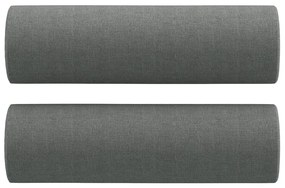 2 személyes sötétszürke szövet kanapé díszpárnákkal 140 cm