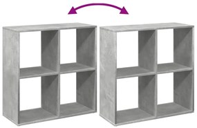 betonszürke szerelt fa elválasztó könyvespolc 69,5x29x69,5 cm