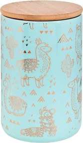 QUEEN IT tárolódoboz bambusz fedéllel 1100ml, menta-arany láma