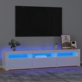 Magasfényű fehér TV-szekrény LED lámpákkal 180x35x40 cm