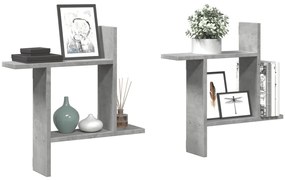 2 db betonszürke szerelt fa fali polc 50 x 12 x 50 cm