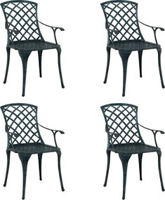 vidaXL Kerti Szék 4 pcs Zöld 61 x 60,5 x 93 cm Alumínium