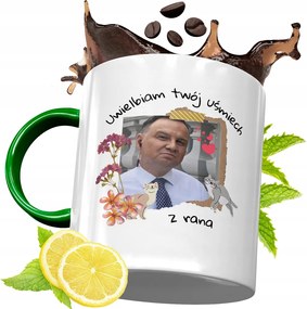 Zöld Bögre Andrzej Duda Elnök Ajándék Nyomtatott Fotóval