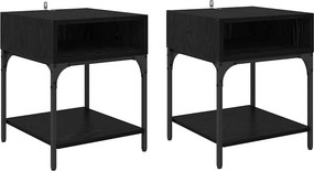 vidaXL Éjjeli asztal 2 pcs Fekete tölgy 40 x 40 x 50 cm Faanyag