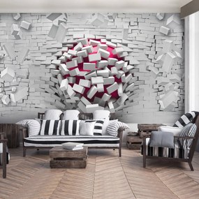 Fotótapéta - 3D labda és fehér téglafal (152,5x104 cm)