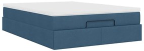 Ottomán ágykeret matraccal Kék 140x190cm anyaggal