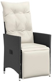 9 részes fekete polyrattan kerti étkezőgarnitúra párnákkal