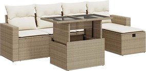 vidaXL 6 részes bézs polyrattan kerti ülőgarnitúra párnával