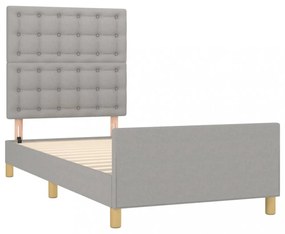 világosszürke szövet ágykeret fejtámlával 90 x 200 cm
