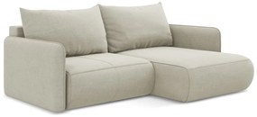 Krémszínű kinyitható-tárolóhelyes sarokkanapé (jobb oldali) Nanea – Makamii