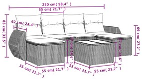 7 részes szürke polyrattan kerti ülőgarnitúra párnákkal