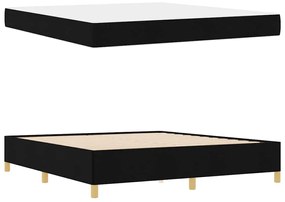 Boxrugós ágy Fekete és fehér és fekete 180 x 200 cm szövet