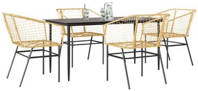 vidaXL 5 észes barna polyrattan üveg kerti étkezőgarnitúra