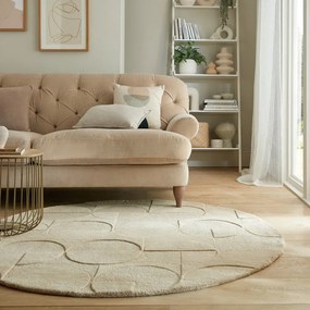 Bézs gyapjú kerek szőnyeg ø 160 cm Gigi - Flair Rugs