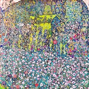 Gustav Klimt - Blumengarten üvegkép, falikép