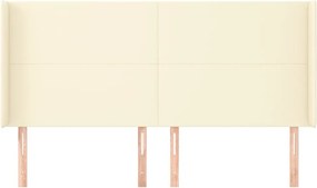 krémszínű műbőr fejtámla szárnyakkal 163x16x118/128 cm