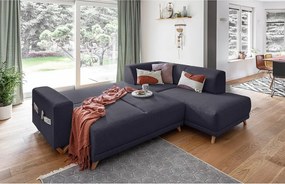 Antracitszürke kinyitható-tárolóhelyes sarokkanapé (jobb oldali-L alakú) Classy Sophie – Miuform