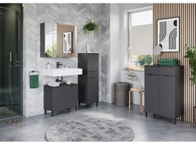 Antracitszürke magas fürdőszoba szekrény 60x97 cm Arcena – Germania