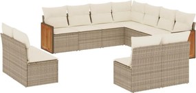 vidaXL 11 részes bézs polyrattan kerti ülőgarnitúra párnákkal
