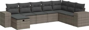 vidaXL 8 részes szürke polyrattan kerti ülőgarnitúra párnákkal